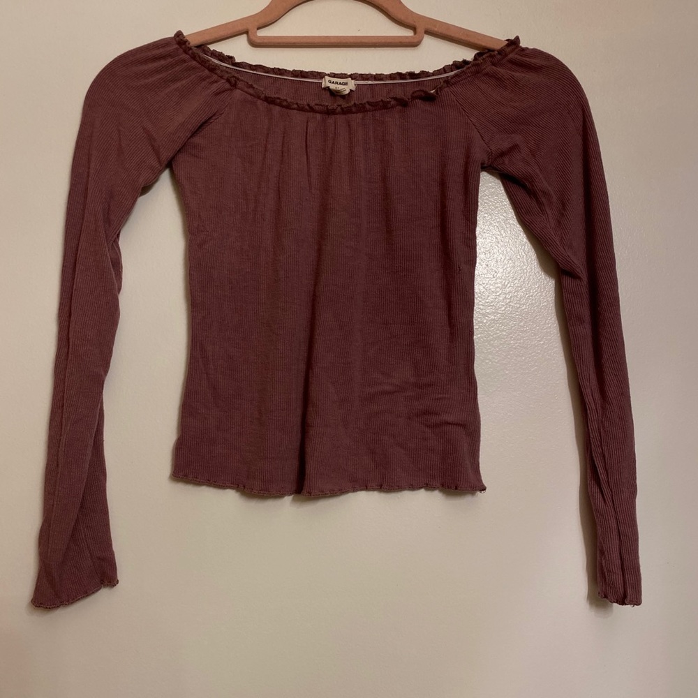 Cropped Purple Longsleeve Off the Shoulder